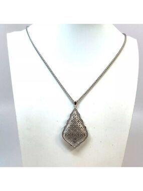 Designer Kendra Scott Aiden Silver-Tone Adjustable Lobster Pendant Necklace